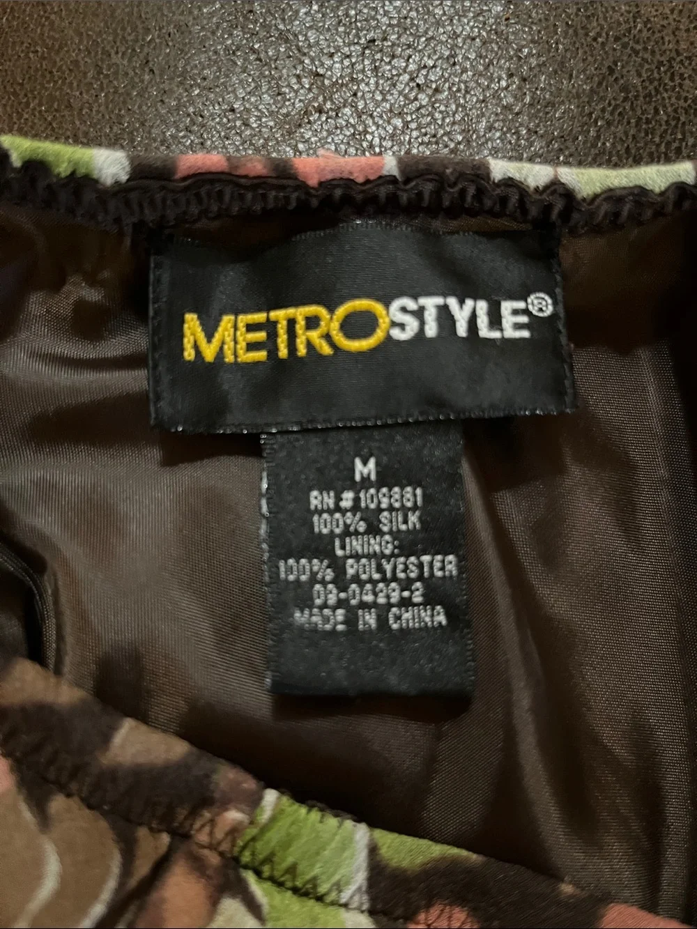 Metrostyle Silk Floral Ruffle-Hem Midi Skirt in Brown, Green & Pink 90’s - Picture 7 of 8